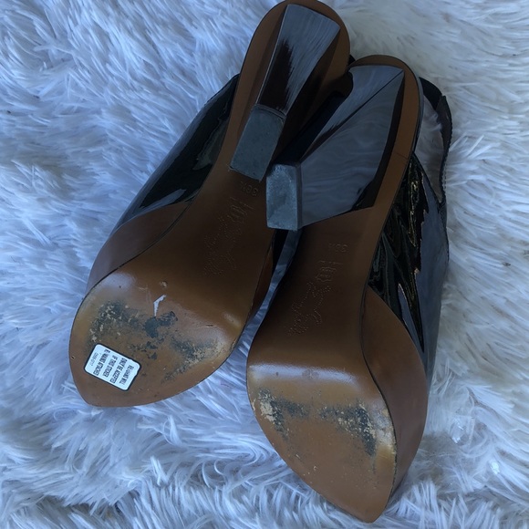 Marni Peep Toe slingback black platform patent leather sandals 38.5 US 8 - Picture 9 of 13